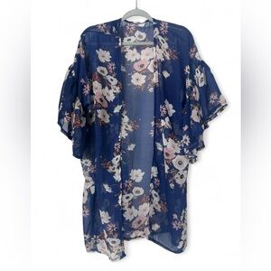 Boho Floral Sheer Kimono Cardigan | Festival Beach Cover Up | One Size